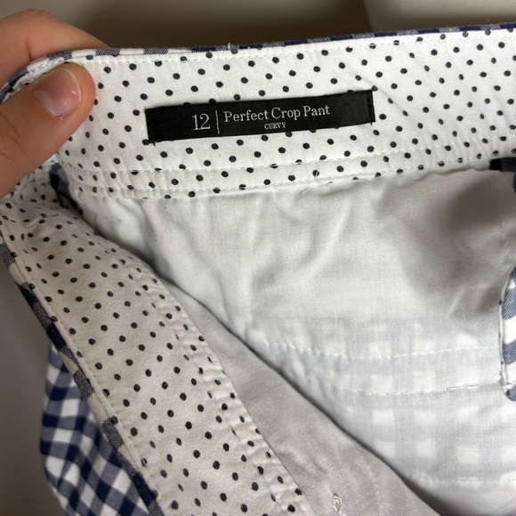 Talbots Women's Navy and White Gingham Cropped Pants - Picture 8 of 9